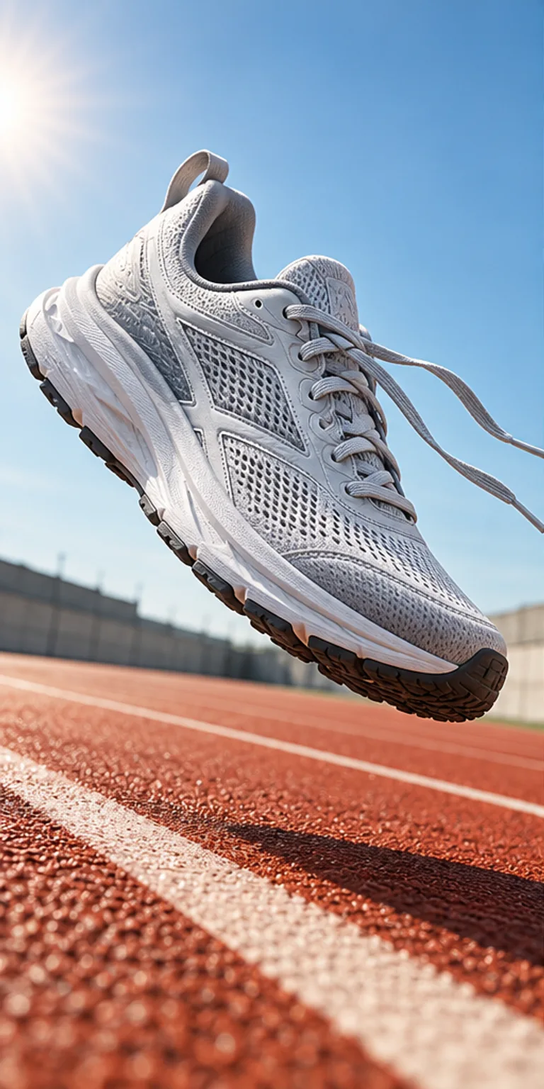 Example running shoe campaign photographed on a sunlit track